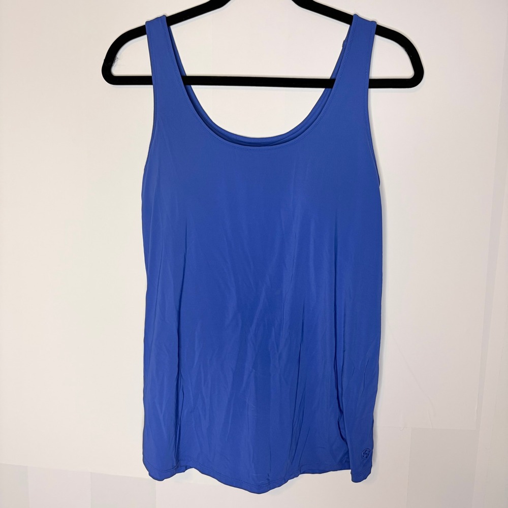 Lilly Pulitzer Luxletic Tank Top Medium Blue Shelf Bra Activewear Preppy Sport